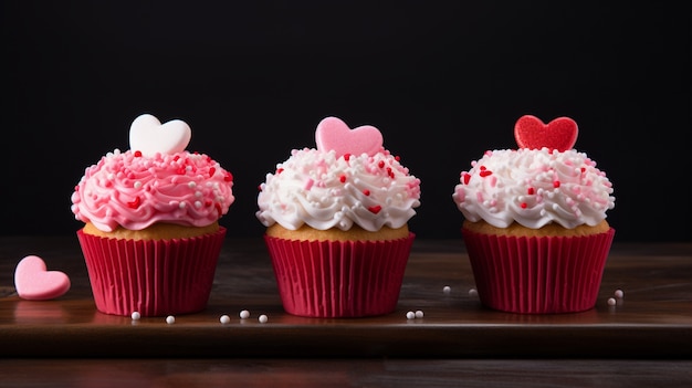 Gratis foto heerlijke cupcakes met hartvormen