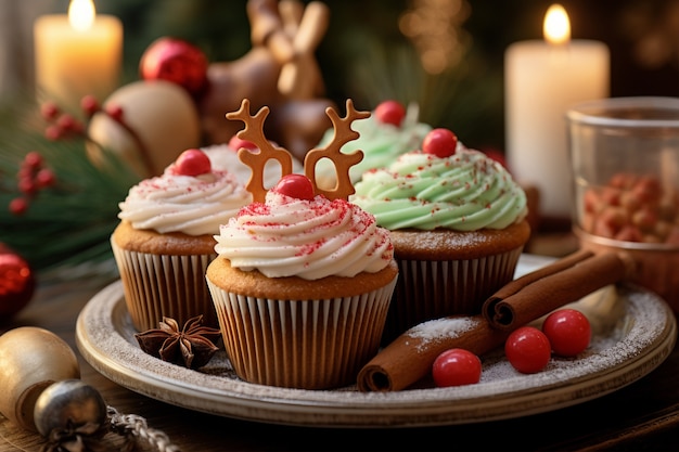 Gratis foto heerlijke cupcakes winterthema