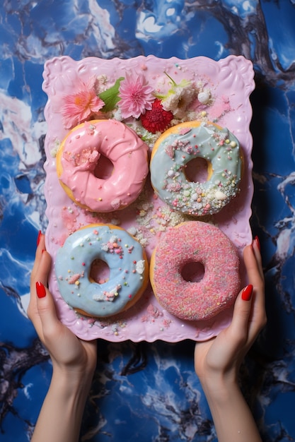 Gratis foto heerlijke donuts ai gegenereerd