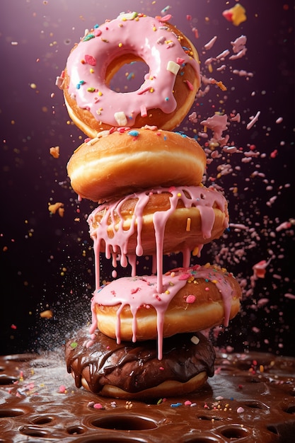 Gratis foto heerlijke donuts met topping arrangement