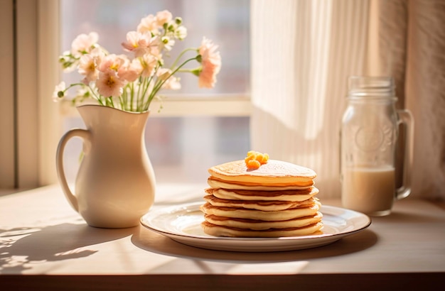 Gratis foto heerlijke fotorealistische pannenkoeken.