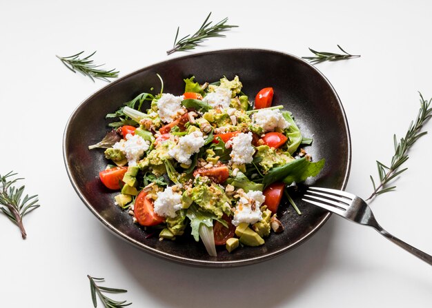 Heerlijke gastronomische salade close-up