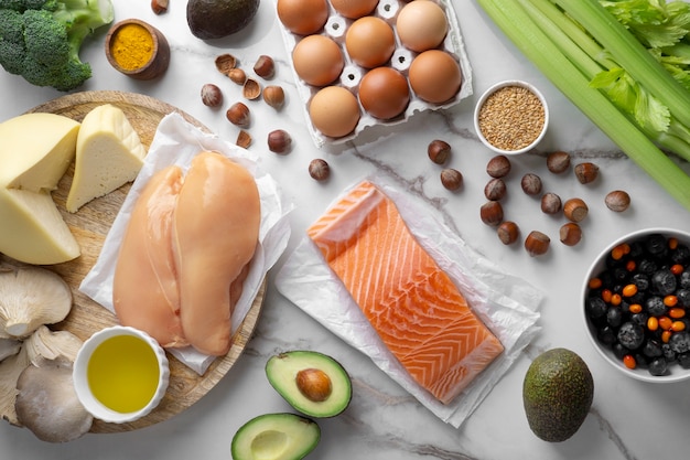 Gratis foto heerlijke ingrediënten voor het keto-dieet