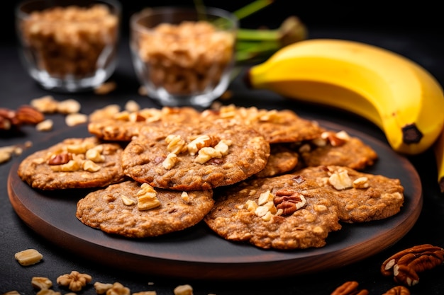 Gratis foto heerlijke koekjes en bananen.