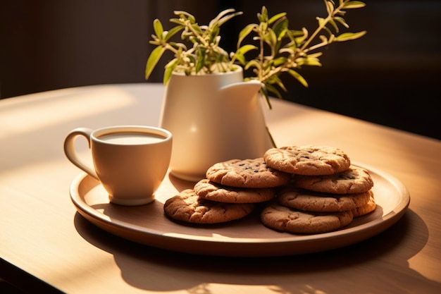 Gratis foto heerlijke koekjes en koffiekopje