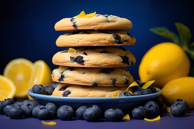 Gratis foto heerlijke koekjes met bosbessen en citroenen