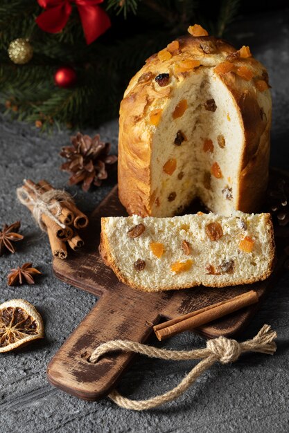 Heerlijke panettone hoge hoek