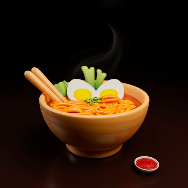 Gratis foto heerlijke ramen met eetstokjes arrangement