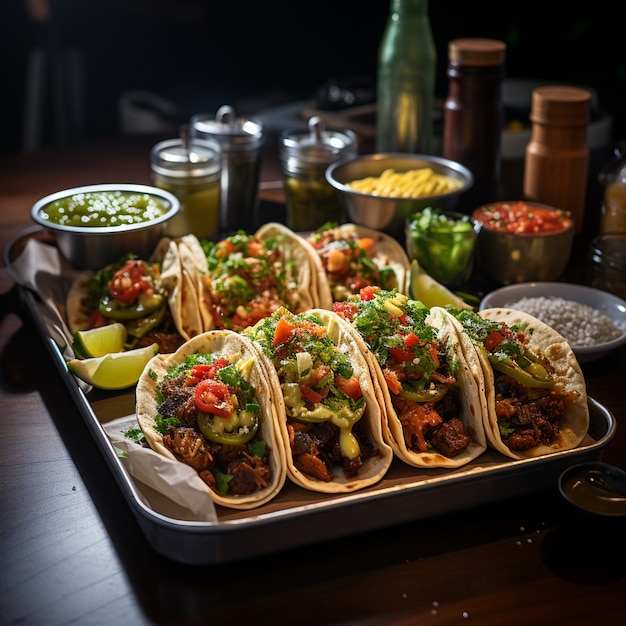 Gratis foto heerlijke taco's vanuit een hoge hoek