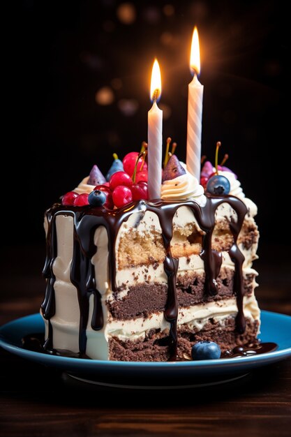 Heerlijke verjaardagstaart met kaarsen