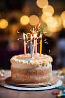Gratis foto heerlijke verjaardagstaart met kaarsen
