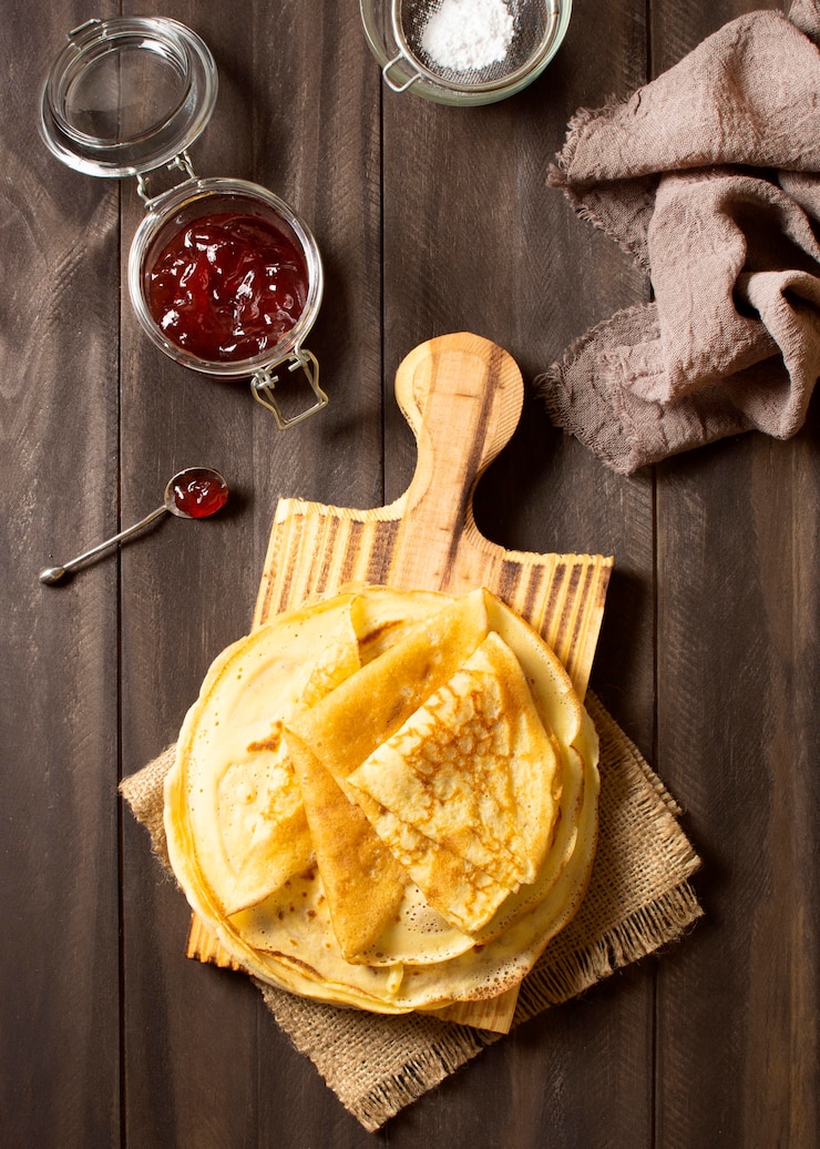 Gratis Foto heerlijke winter crêpe dessert bovenaanzicht