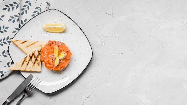 Heerlijke zalm voorgerecht plat lag