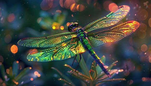 Helder dragonfly met neon tinten