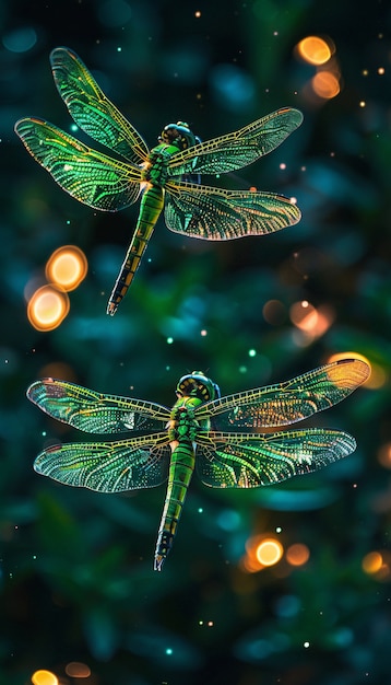 Helder dragonfly met neon tinten