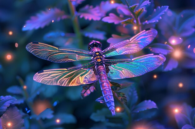 Helder dragonfly met neon tinten