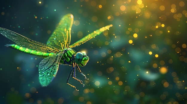 Gratis foto helder dragonfly met neon tinten