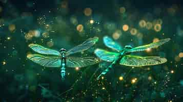 Gratis foto helder dragonfly met neon tinten