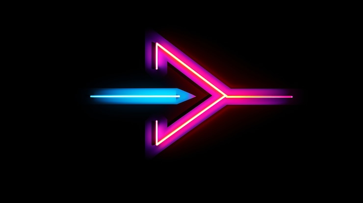 Gratis Foto helder neon kleuren verlichte pijl