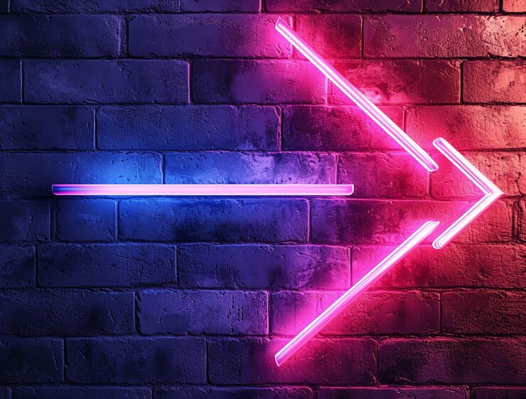Gratis Foto helder neon kleuren verlichte pijl