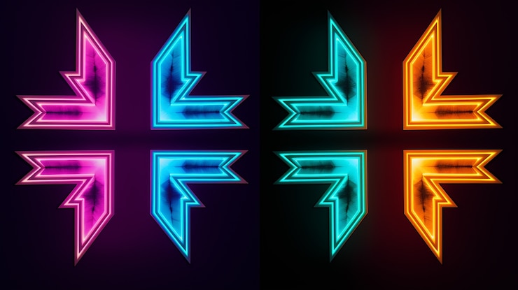 Gratis Foto helder neon kleuren verlichte pijl