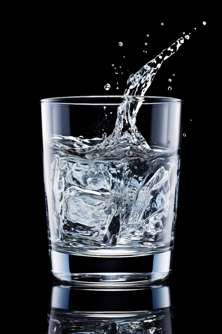 Gratis Foto helder water met ijs in glas