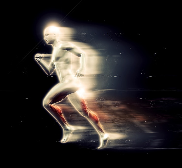 Gratis Foto heldere 3d menselijke figuur running