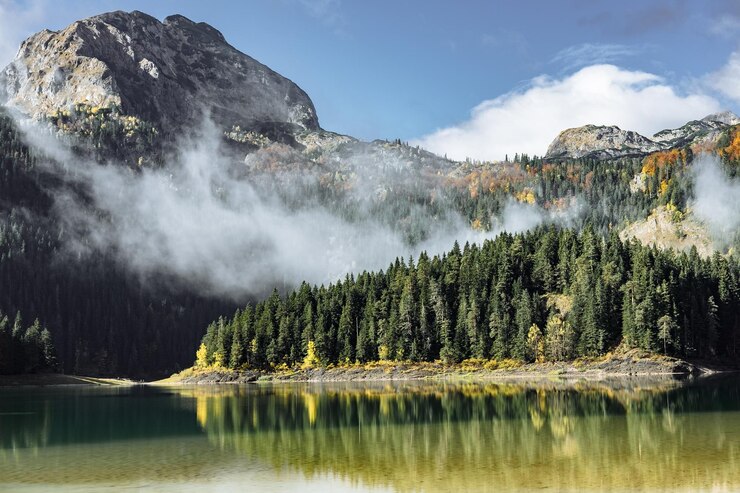 Herfst Black Lake Durmitor National Park Zabljak Montenegro