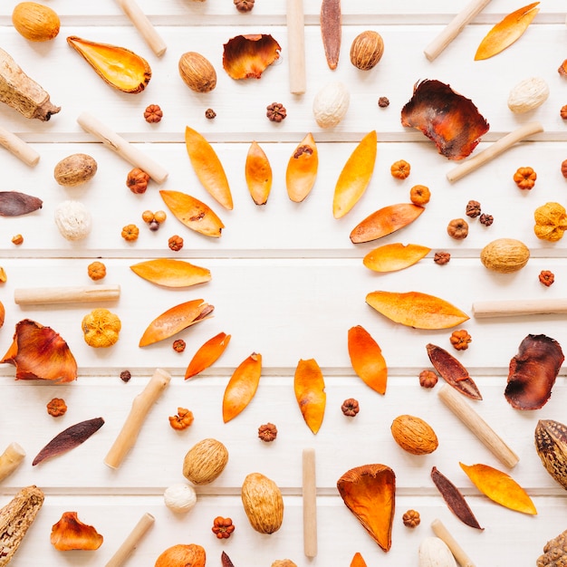 Gratis foto herfst samenstelling met noten