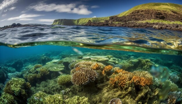 Het diepblauwe zee majestueuze zeeleven gegenereerd door AI