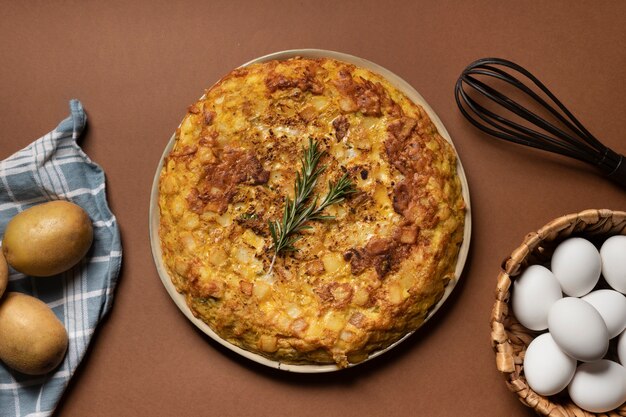 Gratis foto het stilleven van de spaanse tortilla