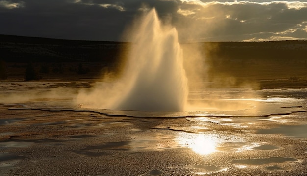 Hete lentegeiser barst los in natuurschoon gegenereerd door AI