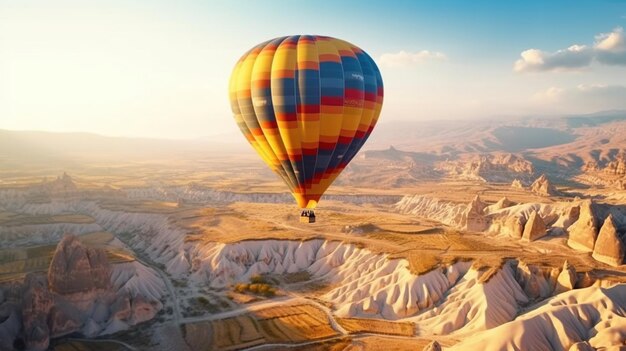 Hete luchtballon vliegende AI gegenereerde afbeelding