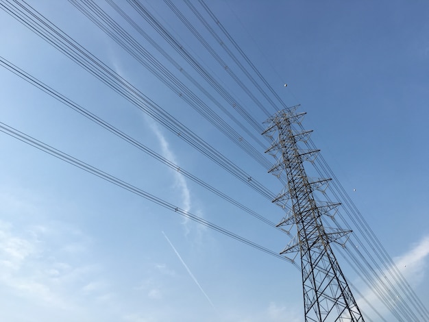 High voltage post.High-voltage toren hemel achtergrond.