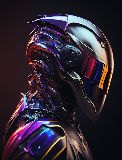 Hightech-helmen op humanoïde als generatieve AI
