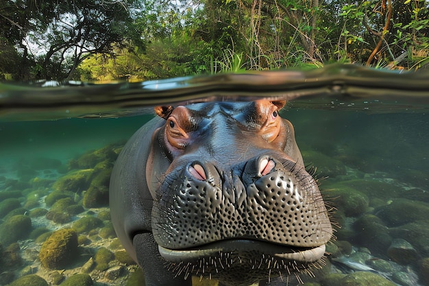 Gratis foto hippopotamus onder water ai gegenereerd