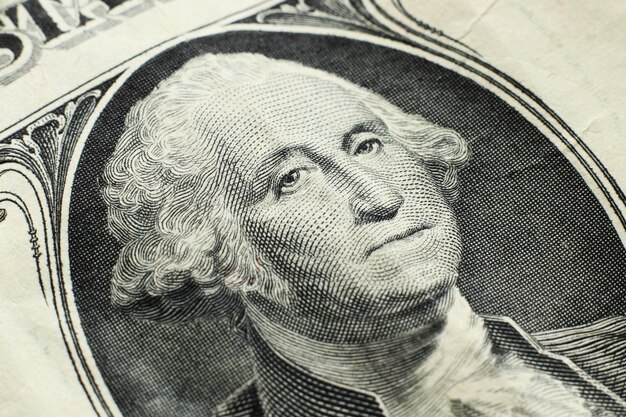 Hoge hoek close-up shot van een dollarbiljet