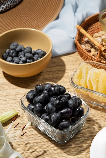 Hoge hoek gezond fruit arrangement