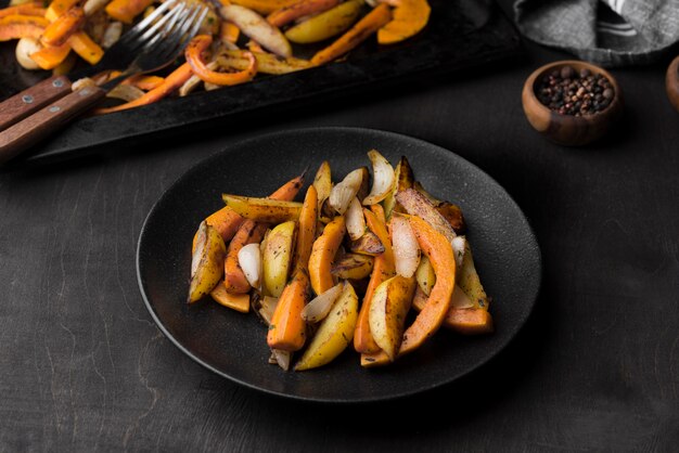 Hoge hoek heerlijke herfst eten arrangement