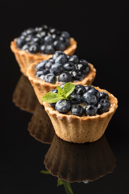 Hoge hoek van bosbessendesserts
