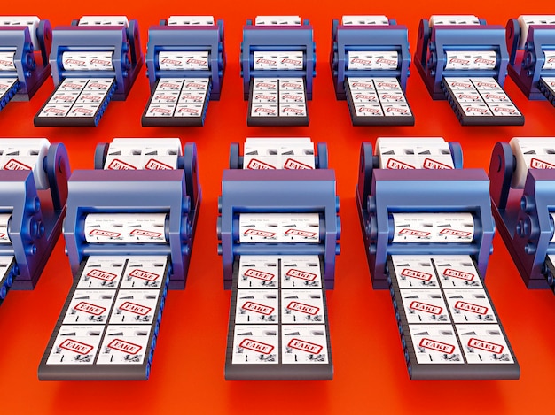 Hoge hoek van transportbanden met nepnieuws