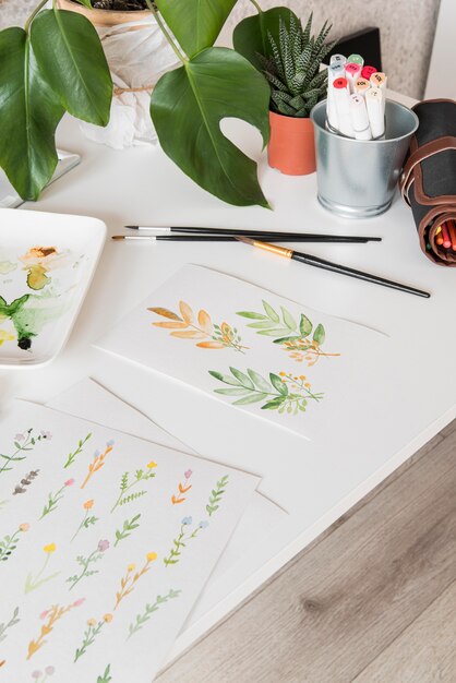 Hoge hoeksamenstelling met tekening