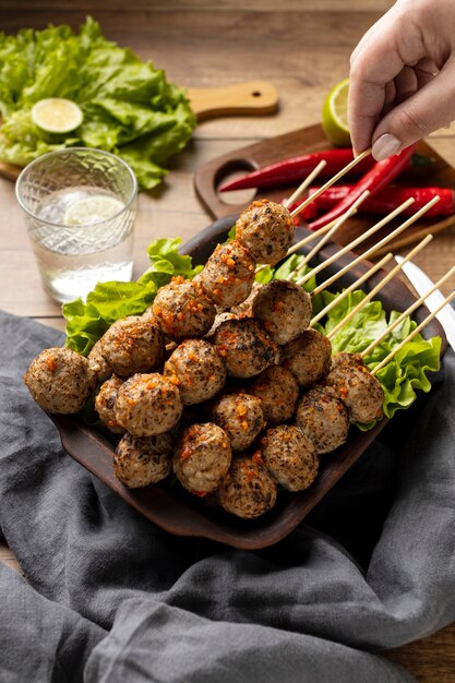 Hoge hoeksamenstelling van heerlijke Indonesische bakso