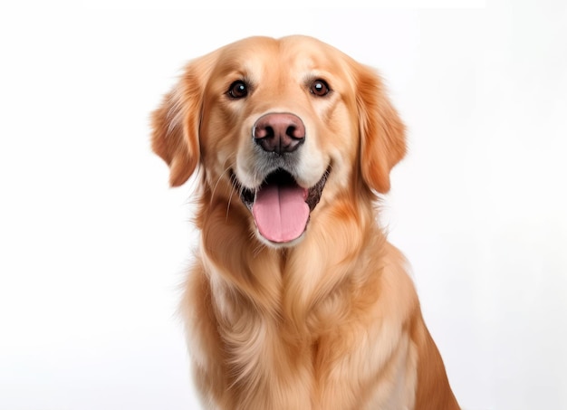 Hoge resolutie foto van golden retriever geïsoleerd op een witte achtergrond
