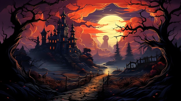 Gratis foto hoge resolutie platte cartoon halloween behang