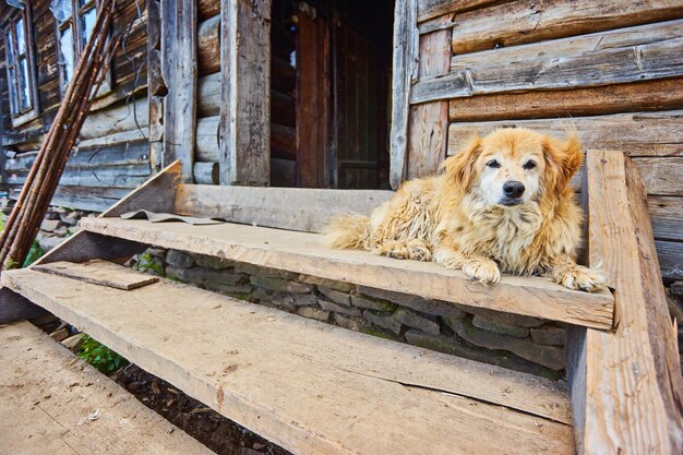 Hond bewaakt een huis