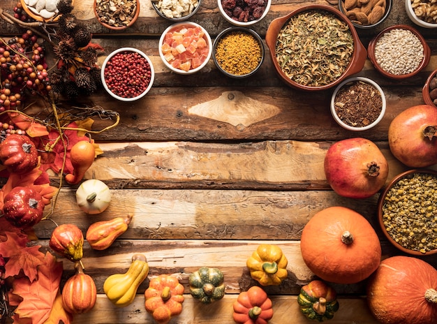 Gratis foto hoogste het voedselkader van de mening cirkelherfst