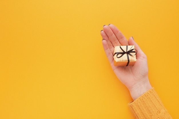 Gratis foto hoogste mening van handholding huidig met exemplaarruimte