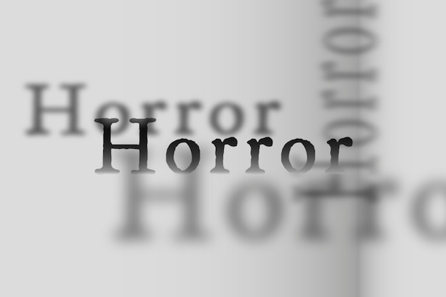 Gratis foto horror woord in vervaagde schaduw lettertype typografie illustratie