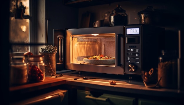 Gratis foto houten tafel bevat een gezonde maaltijd met verse groenten gegenereerd door ai